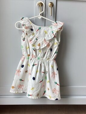 Tucker + Tate White Ruffle Bunny & Spring Print Dress